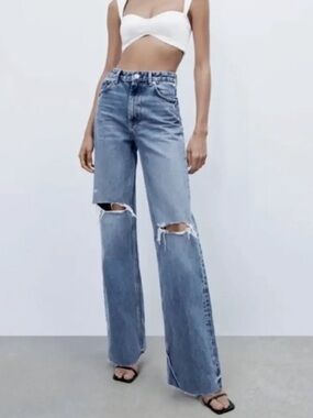 ZARA The 90’s Full Length Slim Fit High-Rise Wide Leg Jeans